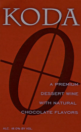 0 KODA A PREMIUM DESSERT WINE WITH NATURAL CHOCOLATE FLAVORS ALC. 18.0% BY VOL. logo