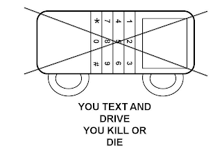 1 2 3 4 5 6 7 8 9 * 0 # YOU TEXT AND DRIVE YOU KILL OR DIE logo
