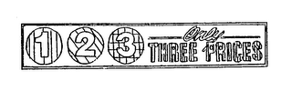 1 2 3 ONLY THREE PRICES logo