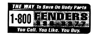 1-800-FENDERS THE WAY TO SAVE ON BODY PARTS YOU CALL. YOU LIKE. YOU BUY. logo