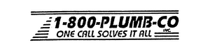 1-800-PLUMB-CO INC. ONE CALL SOLVES IT ALL logo