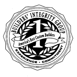 1 BUILDERS' INTEGRITY GROUP AMERICA'S BEST CUSTOM BUILDERS EXPERIENCE COMMITMENT logo