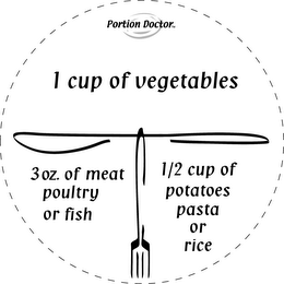 1 CUP OF VEGATABLES 3OZ OF MEAT POULTRY OR FISH 1/2 CUP OF POTATOES PASTA OR RICE PORTION DOCTOR logo