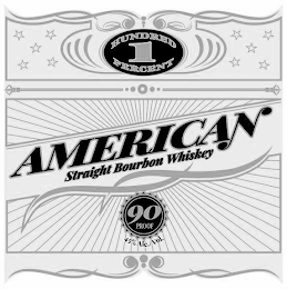 1 HUNDRED PERCENT AMERICAN STRAIGHT BOURBON WHISKEY 90 PROOF 45% ALC./VOL. logo