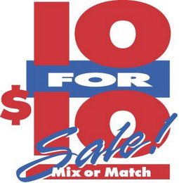 10 FOR $10 SALE! MIX OR MATCH logo