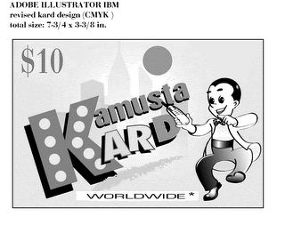 $10 KAMUSTAKARD WORLWIDE logo
