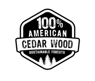 100% AMERICAN CEDAR WOOD SUSTAINABLE FORESTS logo