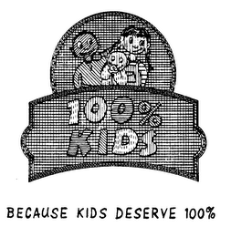 100% KIDS BECAUSE KIDS DESERVE 100% logo
