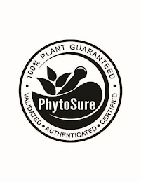 100% PLANT GUARANTEED VALIDATED AUTHENTICATED CERTIFIED PHYTOSURE logo