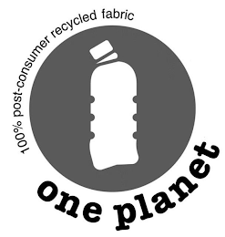 100% POST-CONSUMER RECYCLED FABRIC ONE PLANET logo
