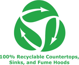 100% RECYCLABLE COUNTERTOPS, SINKS, AND FUME HOODS logo