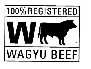 100% REGISTERED W WAGYU BEEF logo