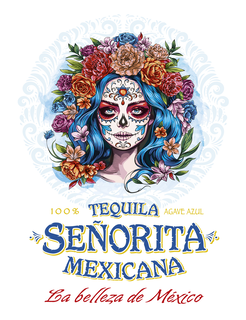 100% TEQUILA AGAVE AZUL  SEÑORITA MEXICANA LA BELLEZA DE MÉXICO logo