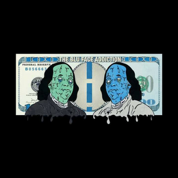 100 THE BLU FACE ADDICTION 100 FEDERAL RESERVE B05663 UNITED ST FEDERAL OF TREASURY 00 THIS NOTE FOR ALL DEBTS TREASURER OF 00 1 logo