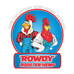 100% USA GROWN HEMP ANIMAL BEDDING ROWDY ROOSTER HEMP logo