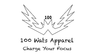 100 WATS APPAREL CHARGE YOUR FOCUS 100 logo