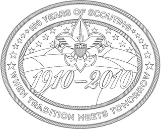 100 YEARS OF SCOUTING WHEN TRADITION MEETS TOMORROW 1910-2010 logo