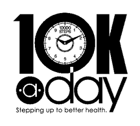 10000 STEPS 10K-A-DAY STEPPING UP TO BETTER HEALTH. logo