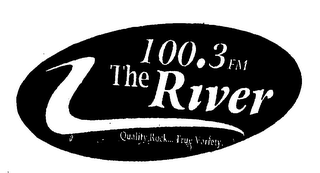 100.3 FM THE RIVER QUALITY ROCK.... TRUE VARIETY logo