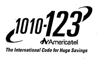 1010-123 A AMERICATEL THE INTERNATIONAL CODE FOR HUGE SAVINGS logo