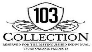 103 COLLECTION RESERVED FOR THE DISTINGUISHED INDIVIDUAL VEGAN ORGANIC PRODUCTS logo
