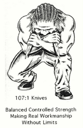 107:1 KNIVES BALANCED CONTROLLED STRENGTH MAKING REAL WORKMANSHIP WITHOUT LIMITS logo