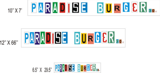 10"X7' PARADISE BURGER CO 12"X66" PARADISE BURGER CO 6.5" 29.5" PARADISE BURGER CO logo