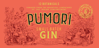 12 BOTANICALS FORAGED FROM THE BOUNTIFUL LANDSCAPES OF THE INDIAN SUBCONTINENT PUMORI SMALL BATCH GIN HANDCRAFTED BY THE COAST WHILST DREAMING OF THE MOUNTAINS CRAFTED IN FULLARTON DISTILLERIES CANDERPAR GOA INDIA logo