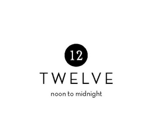 12 TWELVE NOON TO MIDNIGHT logo