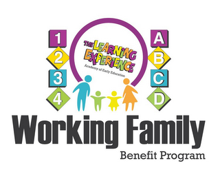 1234 THE LEARNING EXPERIENCE ACADEMY OF EARLY EDUCATION ABCD WORKING FAMILY BENEFIT PROGRAM logo