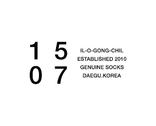 15 07 IL-O-GONG-CHIL ESTABLISHED 2010 GENUINE SOCKS DAEGU.KOREA logo