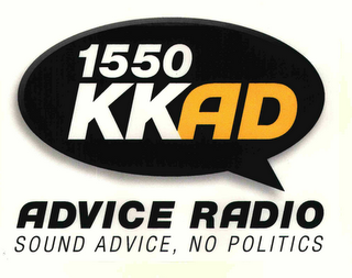 1550 KKAD ADVICE RADIO SOUND ADVICE, NO POLITICS logo
