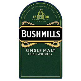 1608 ORIGINAL GRANT TO DISTIL OLD BUSHMILLS WORLD'S OLDEST LICENSED WHISKEY DISTILLERY BUSHMILLS SINGLE MALT IRISH WHISKEY logo