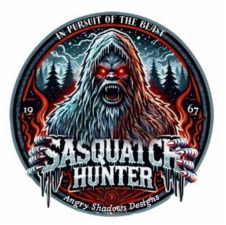 19 67 SASQUATCH HUNTER IN PURSUIT OF THE BEAST ANGRY SHADOWS DESIGNS logo