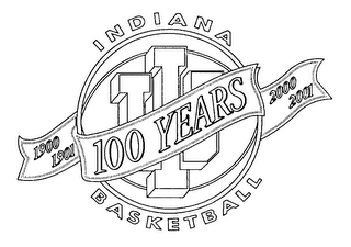1900 1901 INDIANA BASKETBALL 100 YEARS2000 2001 logo