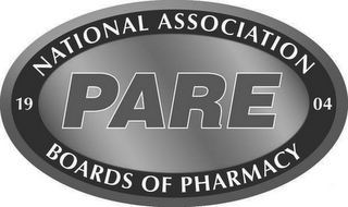 1904 NATIONAL ASSOCIATION BOARDS OF PHARMACY PARE logo