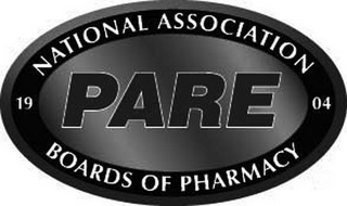 1904 NATIONAL ASSOCIATION BOARDS OF PHARMACY PARE logo