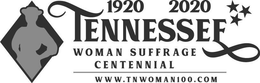 1920 2020 TENNESSEE WOMAN SUFFRAGE CENTENNIAL WWW.TNWOMAN100.COM logo