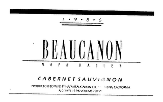 1986 BEAUCANON NAPA VALLEY CABERNET SAUVIGNON logo