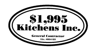 $1,995 KITCHENS INC. GENERAL CONTRACTORS LIC. #924133 logo