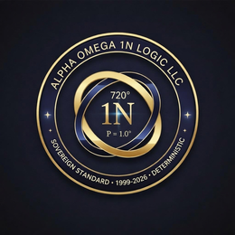 1N P = 1.0 SOVEREIGN ALPHA OMEGA 720° 1N LOGIC LLC STANDARD 1999-2026 DETERMINISTIC logo