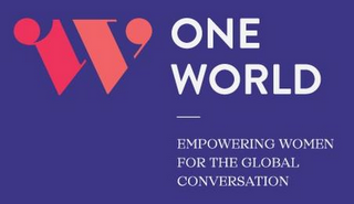 1W ONE WORLD EMPOWERING WOMEN FOR THE GLOBAL CONVERSATION logo