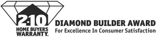 2-10 HOME BUYERS WARRANTY DIAMOND BUILDER AWARD FOR EXCELLENCE IN CONSUMER SATISFACTION logo