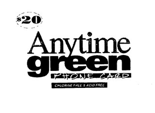 $20 ANYTIME GREEN PHONE CARD logo
