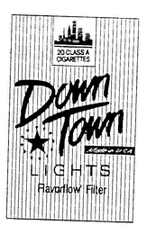 20 CLASS A CIGARETTES DOWN TOWN LIGHTS FLAVORFLOW FILTER MADE IN USA logo