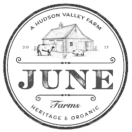 2017 JUNE FARMS A HUDSON VALLEY FARM HERITAGE & ORGANIC logo