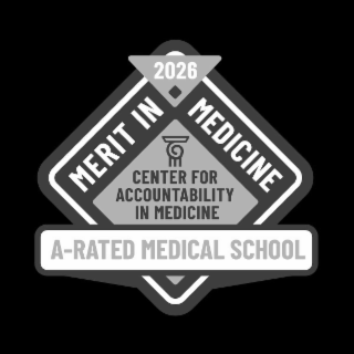 2026 A-RATED MEDICAL SCHOOL CENTER FOR ACCOUNTABILITY IN MEDICINE MERIT IN MEDICINE logo