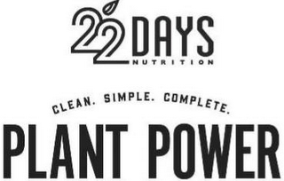 22 DAYS NUTRITION PLANT POWER CLEAN. SIMPLE. COMPLETE. logo