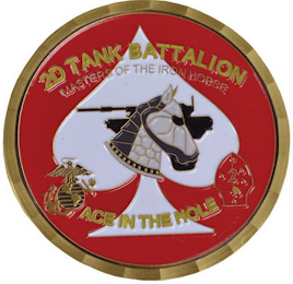 2D TANK BATTALION MASTERS OF THE IRON HORSE ACE IN THE HOLE logo