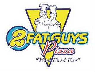 2FATGUYS PIZZA "WOOD FIRED FUN" logo